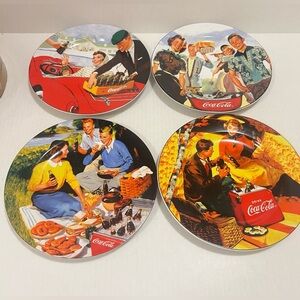 Vintage Coca-Cola Brand Sakura Stoneware Plates Collection Set Of 4